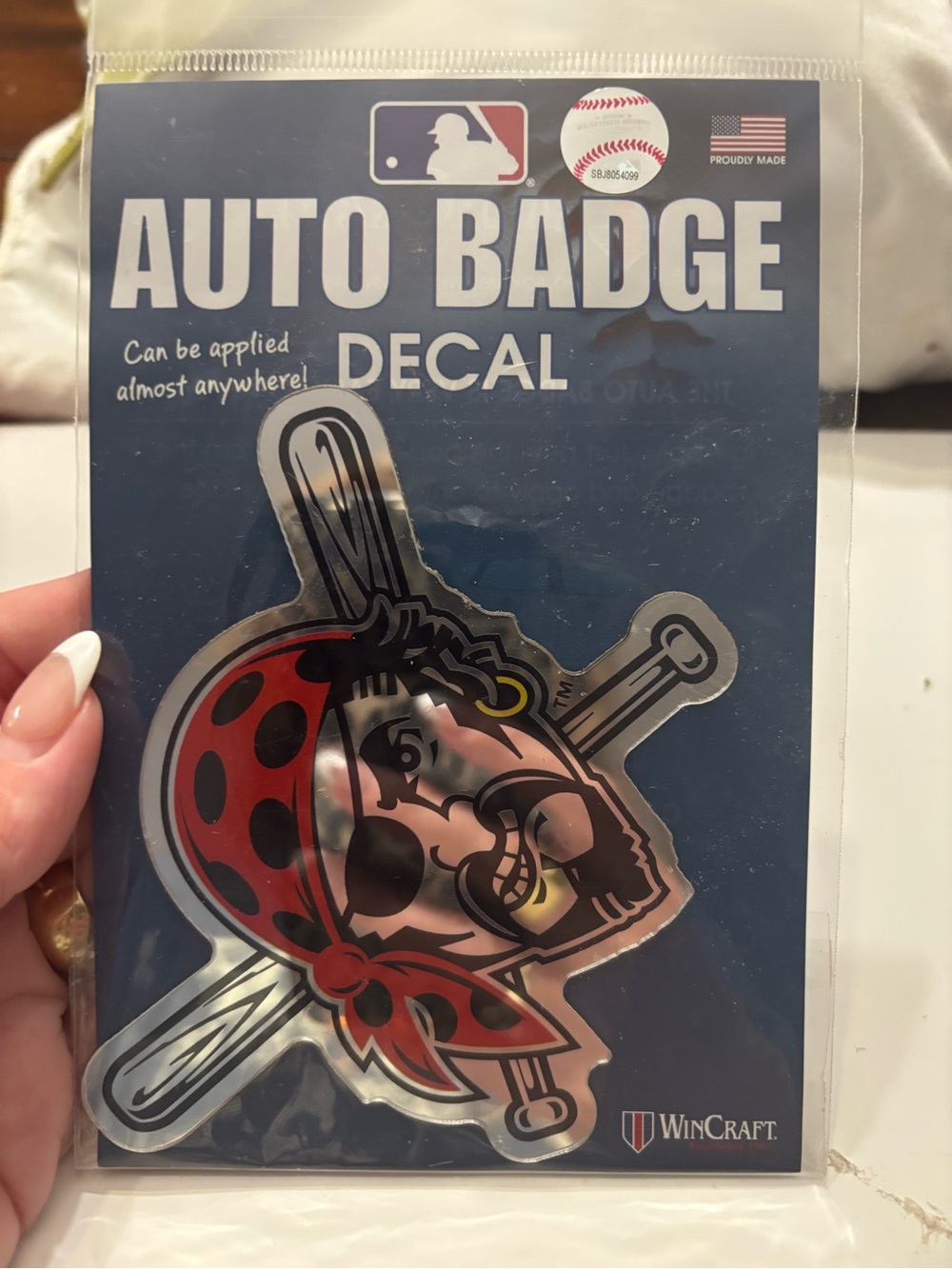 Wincraft Pirate Logo Auto Badge Decal - Red, Black, Silver